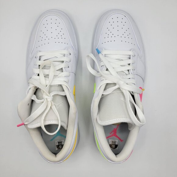 Nike Air Jordan 1 Retro Low Men Size 10 CW7033-100 Swoosh Shoes Whit Multicolor - Picture 8 of 14